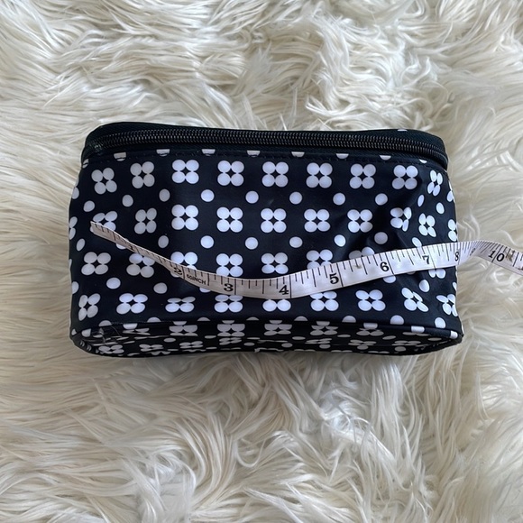 Modella black white flowers print floral handle make up cosmetic bag travel bag - Picture 13 of 16